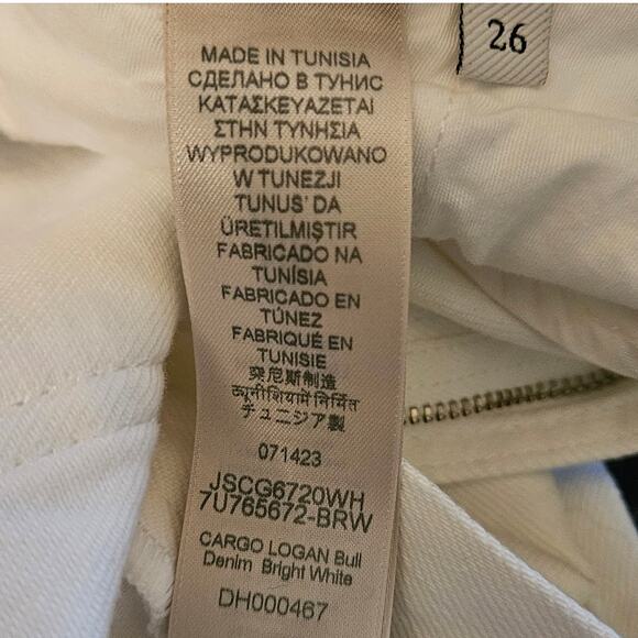 7 for all mankind Women's Size 26 White High-Rise Cropped Logan Cargo Jeans - Picture 2 of 7